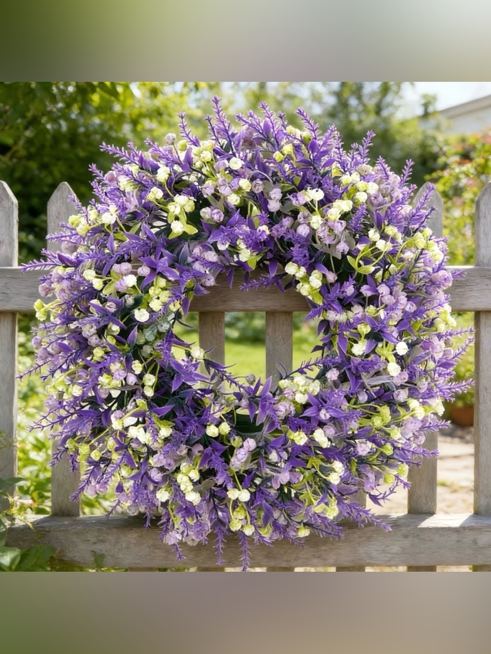 Lavender and Cream Floral Wreath NIP